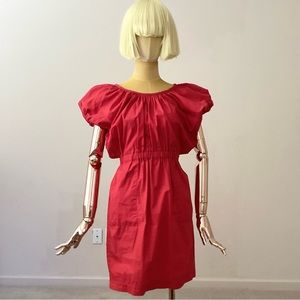 Miu Miu Red Cotton Short Sleeve Mini Dress